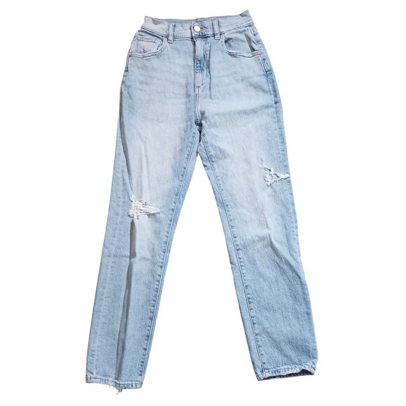 DL1961 Susie Tapered High-Rise Distressed‎ Jeans Women's Size 23 Seaglass Blue - Picture 2 of 15